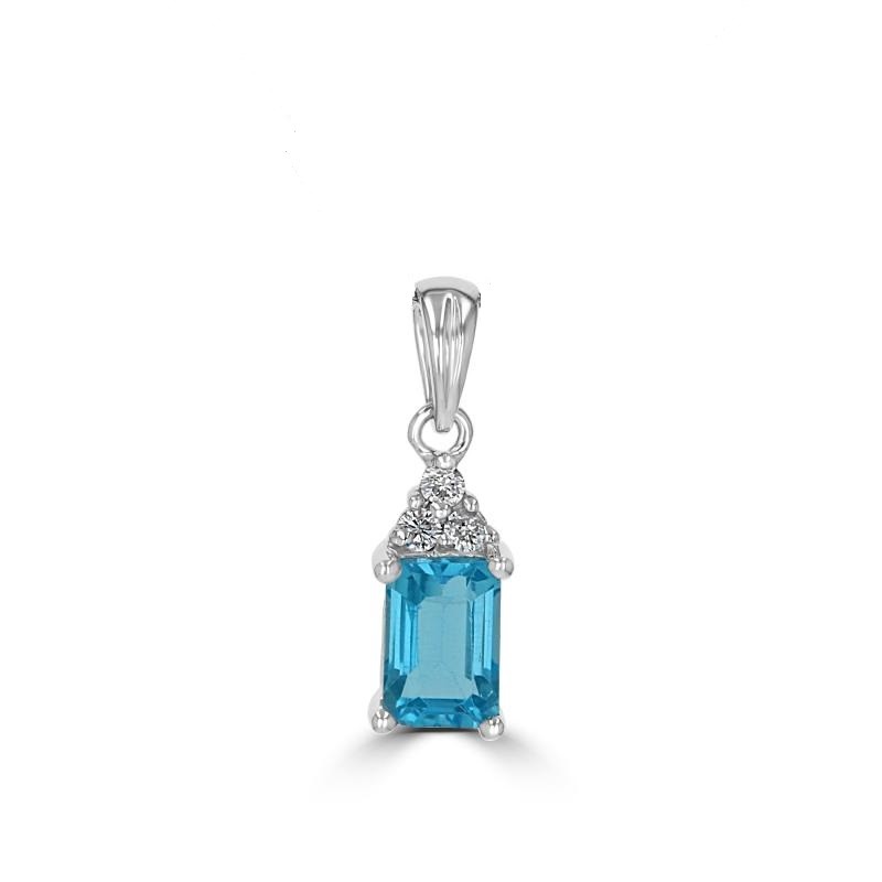 Blue Topaz Pendant with Diamond Accents